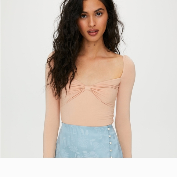 Aritzia Pink Ruched Long Sleeve Blouse - Picture 2 of 7